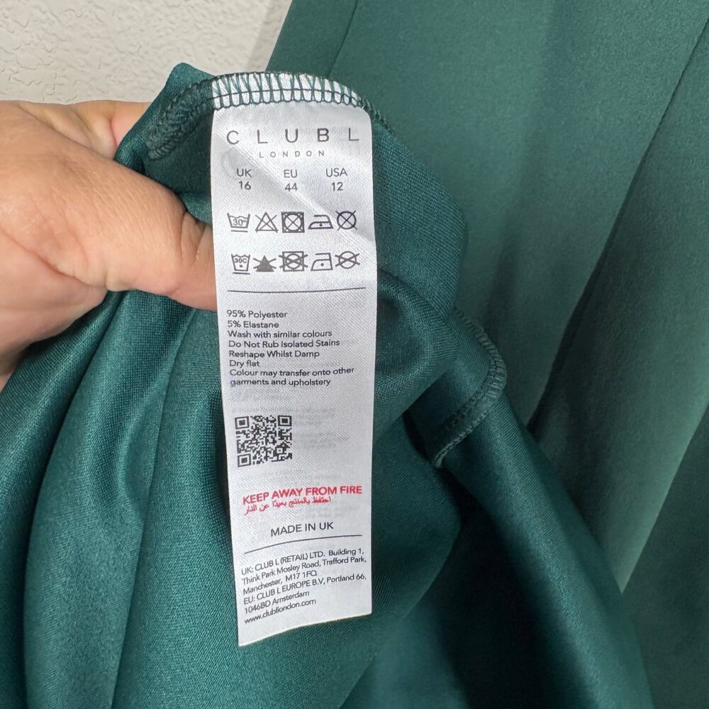 Club L London 12 Alea Dark Green Maxi Dress High Neck Scuba Crepe Gown - Picture 12 of 13